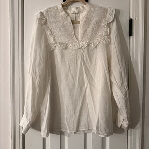 H&M White Ruffled Blouse